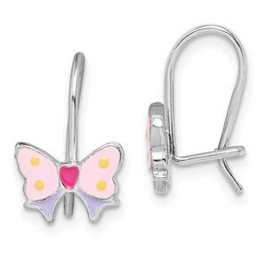 Silver Madi K Rhodium-plated Multi-color Enameled Butterfly 's Dangle Earrings